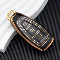 TPU Car Smart Key Case Cover Shell For Ford Focus 3 4 ST Mondeo MK3 MK4 Fiesta Fusion Kuga Ecosport Protect Fob Accessories juoda