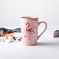 Kūrybingas marmuro rašto poros puodelis Spalvingas flamingo keramikinis puodelis Arbatos pieno kavos puodelis gerai parduodamas Vidaus biuro dovanų puodeliai Indai gėrimams
