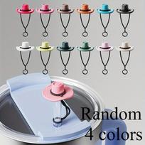4pcs Cute Cowboy Hat Silicone Straw Covers - Reusable, Food-Grade Decorative Lids for Cups & Drinks, 10mm Straw Compatible, Perfect for Home Random 4 colors gray