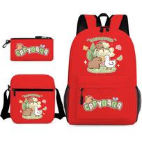 Kapibara children's backpack messenger bag pencil bag capiya baea cute primary school bag three-piece set L as the picture
