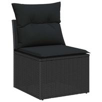 vidaXL 9 Piece Black Garden Sofa Set with Cushions