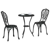 vidaXL Garden Bistro Set 3 pcs Black Aluminum
