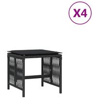Garden Stool with Cushions 4 pcs Black 41x41x36 cm Poly Rattan