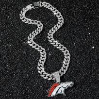 Icy Link Chain Pendant Necklace for Men: Denver Broncos Championship Edition 16inch(40cm) sidabras
