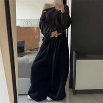 Internet Celebrity Retro American Lazy Style Hip Hop Street Dance Wide Leg Loose Casual Floor-length Sweatpants Trendy Wide Leg Pants for Women S juoda