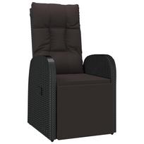 Garden Reclining Chair with Cushion Poly Rattan Black