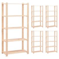 Storage Shelving Unit 5 Shelves 5 Pieces 80 x 38 x 170 cm Solid Pine Wood 250 kg Capacity