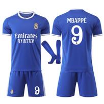 Real Madrid Mbappe Kids Soccer Jersey Blue Youth Training Shirt Breathable Quick-Dry Sports Apparel 120-130 CM mėlyna