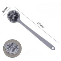 Silicone Back Scrubber Brush for Shower Long Handle Body Deep Cleansing and Exfoliating Massage Double-Sided Soft Bristles Silica Gel pilka spalva