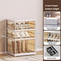 Portable Shoe Rack Foldable Multiple-layers Large-sized  Shoe Cabinet Transparent Plastic Shoe Cabinet With Lids Easy Assembly
