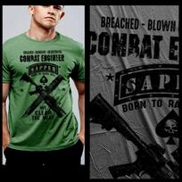 Combat Engineer T-shirt Army Sapper Military infantry airborne XL Green tee 4XL