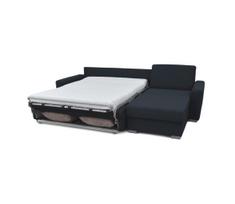 Išskleidžiama kampinė miegamoji sofa su daiktadėže L LEKA mėlyna