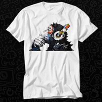Banksy DJ Monkey Thinker with Headphones T Shirt Gift Unisex Top Adult Tee Unisex T-Shirt XXXXL