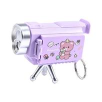 Mini Projector Keychain for Kids Cute Camera Toy with 16 Patterns Foldable Stand & Mirror Creative Small Gift for Students