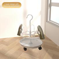 Shoe Drying Rack With Drain Tray, Floor-standing Rotating Slipper Rack, Balcony Storage Rack With Casters, Movable