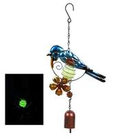 Handicraft Luminous Bird Wind Chime Wrought Iron Garden Hanging Bells  Balcony Blue-style 1