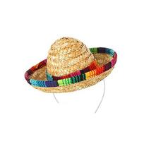 NEW DIY Mexican Mini Hat Straw with Hoop Sombrero Hat Funny Hats Carnival beige