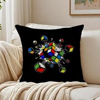 Classic Puzzle Game T-Tetris Cushion Cover Pillowcase Anti-Dustmite Living Room Sofa Decor Cushion Room Peach skin 18*18(CM)-1Pcs