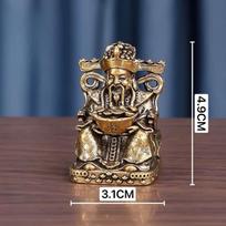 Mini Brass God of Wealth Statue,Feng Shui Caishen Figurine for Home & Office Prosperity Decor black