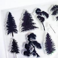 Tree Seedlings Transparent Clear Stamps Silicone Seals Roller Stamp for DIY Scrapbooking Photo Album 1pcs black