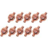 10 rinkinių žalvario graviruotų 8 mm rutulinių magnetinių užsegimų jungčių išvados 14x8mm rožinio aukso spalvos