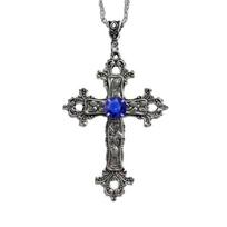Creative Floral Pattern Cross Diamond Gothic Necklace 1pc mėlyna