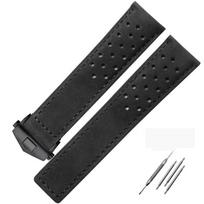 Watchband For TAG Heuer Men's Frosted Air Hole Leather Folding Buckle, 20mm 22mm 24 Grey Black Brown Genuine Leather Watch Strap 20mm