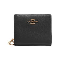 Coach Snap piniginė 10C Užtrauktukas Akmens rašto oda Monetinė Kortelių laikiklis Moteriška piniginė Auksinė Juoda C2862-IMBLK Basic Set (Bag+Dust Bag)