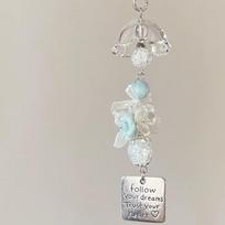 Glass Jellyfish Wind Chime Hanging Ornament with Butterfly and Floral Elements Inspirational Quote Metal Tag Follow Your Dreams Trust Your Heart One Size