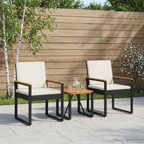 Garden Furniture Set 3 pcs Black and Cream White Poly Rattan