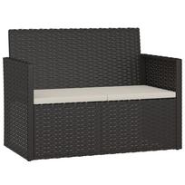 Garden Bench with Cushions Black 105 cm Poly Rattan