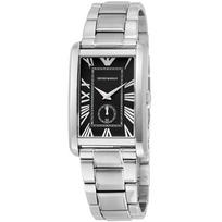 Emporio Armani AR1608 Stačiakampis Juodas Ciferblatas Vyriškas Laikrodis 32mm sidabras