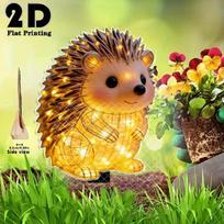 2D Flat Luminous Hedgehog Garden Decoration Ground Plug, Outdoor Courtyard Garden Lawn Decoration Ornament, Garden and Flower Bed Decoration Pile 02