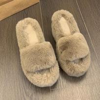 Fur Platform Women Cotton Slippers High Heels Fashion Shoes Winter Cozy Slingback Boots Woman 2025 Trend Casual Mujer Zapatos 35 chaki