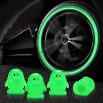4 vnt. Automobilio priedai Švytintys padangų ventilių dangteliai Fluorescuojantys naktį švytintys padangų ventilių stiebų dangteliai raudona