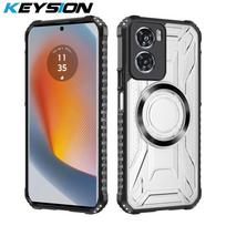 KEYSION Transparent Magnetic Case for Motorola MOTO G06 Soft Silicone+PC Heavy Duty Shockproof Phone Cover for MOTO G06 Power for MOTO G06 juoda