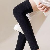 Knitted Feet Cover Crochet Winter Thigh Sock Boot Cuff Long Socks New Women Solid Color Options Lower Legs Warmers Warm Knee Superior Quality One Size black