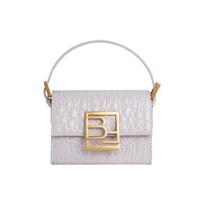 By Far Fran Series 16 Metal Logo Crocodile Pattern Leather Handheld Shoulder Crossbody Bag Mini Women bags Dawn-Purple 23CRFRNODAWCCESMA Basic Set (Bag+Dust Bag)