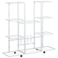 vidaXL Plant Stand with Casters 94.5 x 24.5 x 91.5 cm White Iron