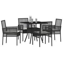 vidaXL Garden Dining Set 5 pcs Black Poly Rattan