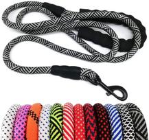 Highly Strong Reflective Round Nylon Rope Pet Dog Leash with Comfortable Padded Handle (Blue,S) mėlyna