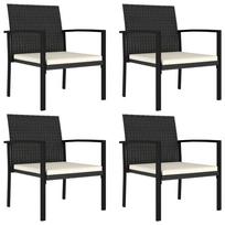 vidaXL Garden Dining Chairs Set of 4 Black Poly Rattan