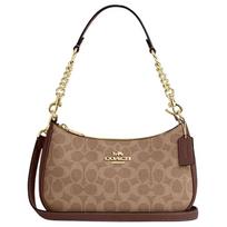 Coach Teri 24 Klasikinis monogramos logotipas Pečių krepšys Moteriškas pečių krepšys Chaki spalvos CV933-IMXHE Basic Set (Bag+Dust Bag)