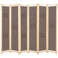 vidaXL 6 Panel Room Divider Brown 240 x 170 x 4 cm Fabric