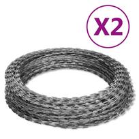 Barbed Wire 2 pcs. Concertina Wire Galvanized Steel 60 m