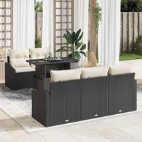 Garden Sofa Set with Storage 6 pcs Black Poly Rattan