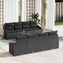 Garden Sofa Set with Storage 9 pcs Black Poly Rattan