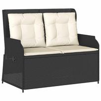 vidaXL Adjustable Garden Bench with Cushions Black Poly Rattan