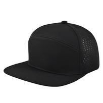 Hot Sale Black 5/6 Panel Flat Brim Hip Hop Baseball Cap - Adjustable Cotton Hat for Men Women Street Style juoda