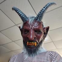 Fallen Angel Demon Human Face Horned Mask Horror Costume Sheep Horn Headgear Support Red Horned Demon